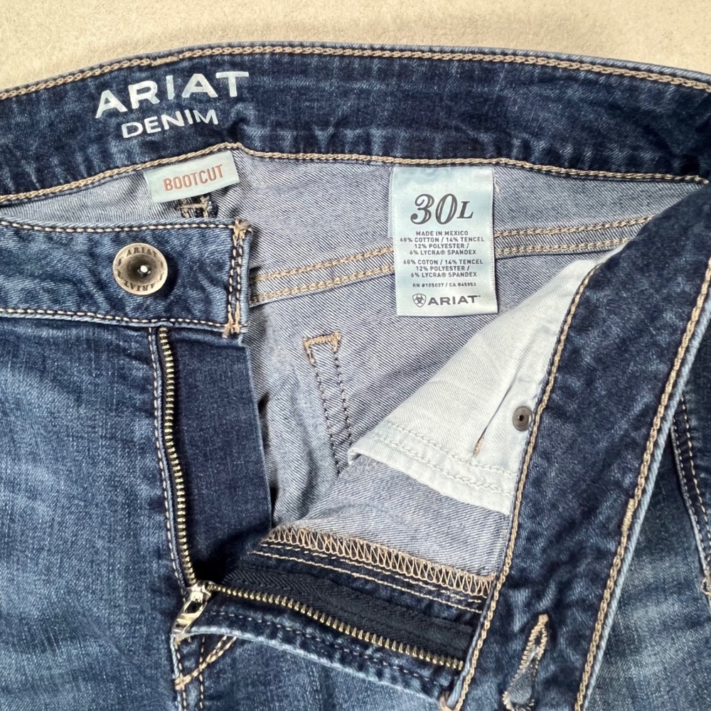 Ariat Bootcut Jeans Womens 30L Blue Mid Rise Stretch Denim Western Cowgirl Long - Picture 9 of 10